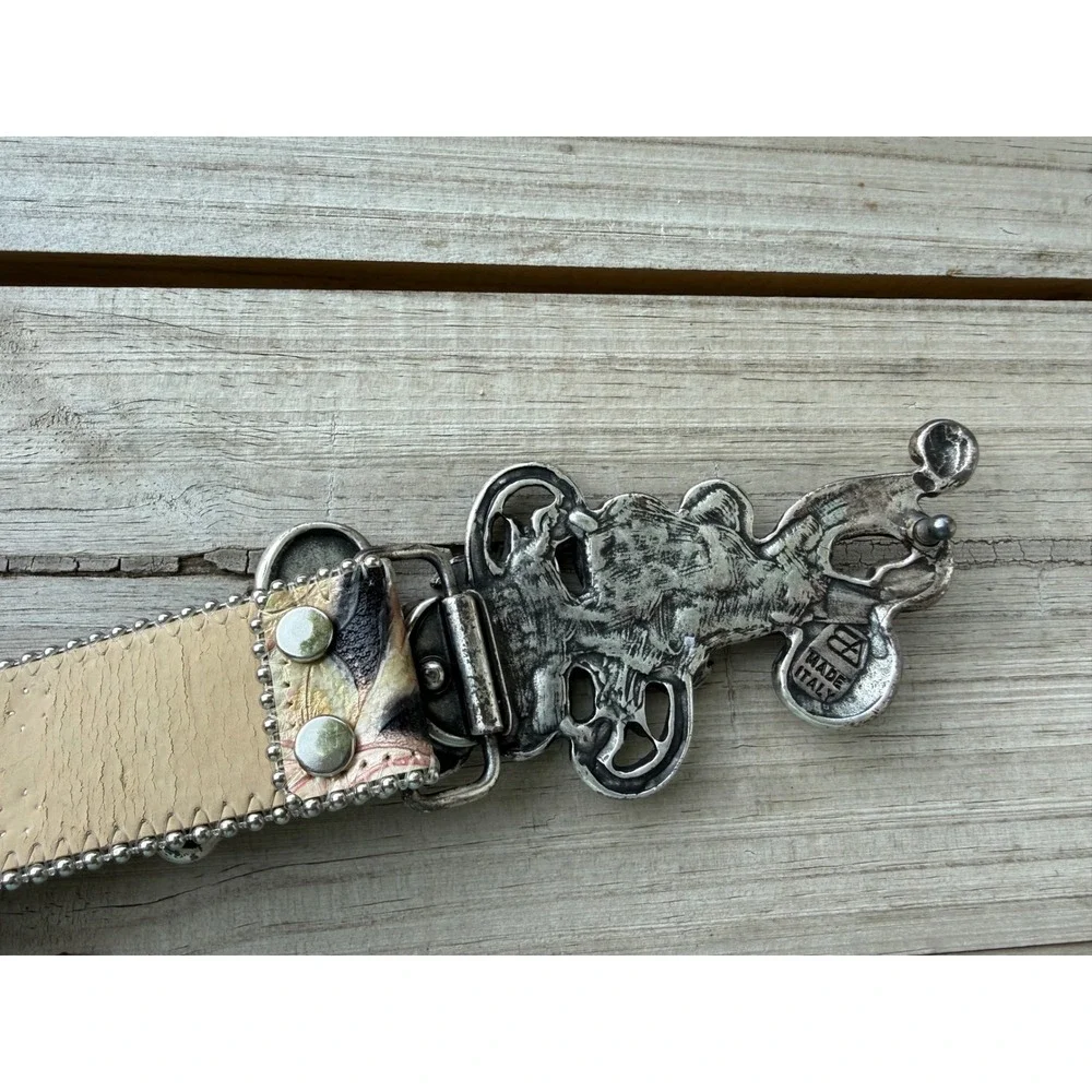 BB Simon Made in Italy Swarovski Crystal Belt – Floral Rainbow Buckle – Size XL